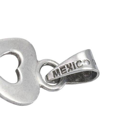 Southwest Mexico Taxco TP-85 Sterling Silver 925 Heart Cutout Cross Pendant - Picture 3 of 8